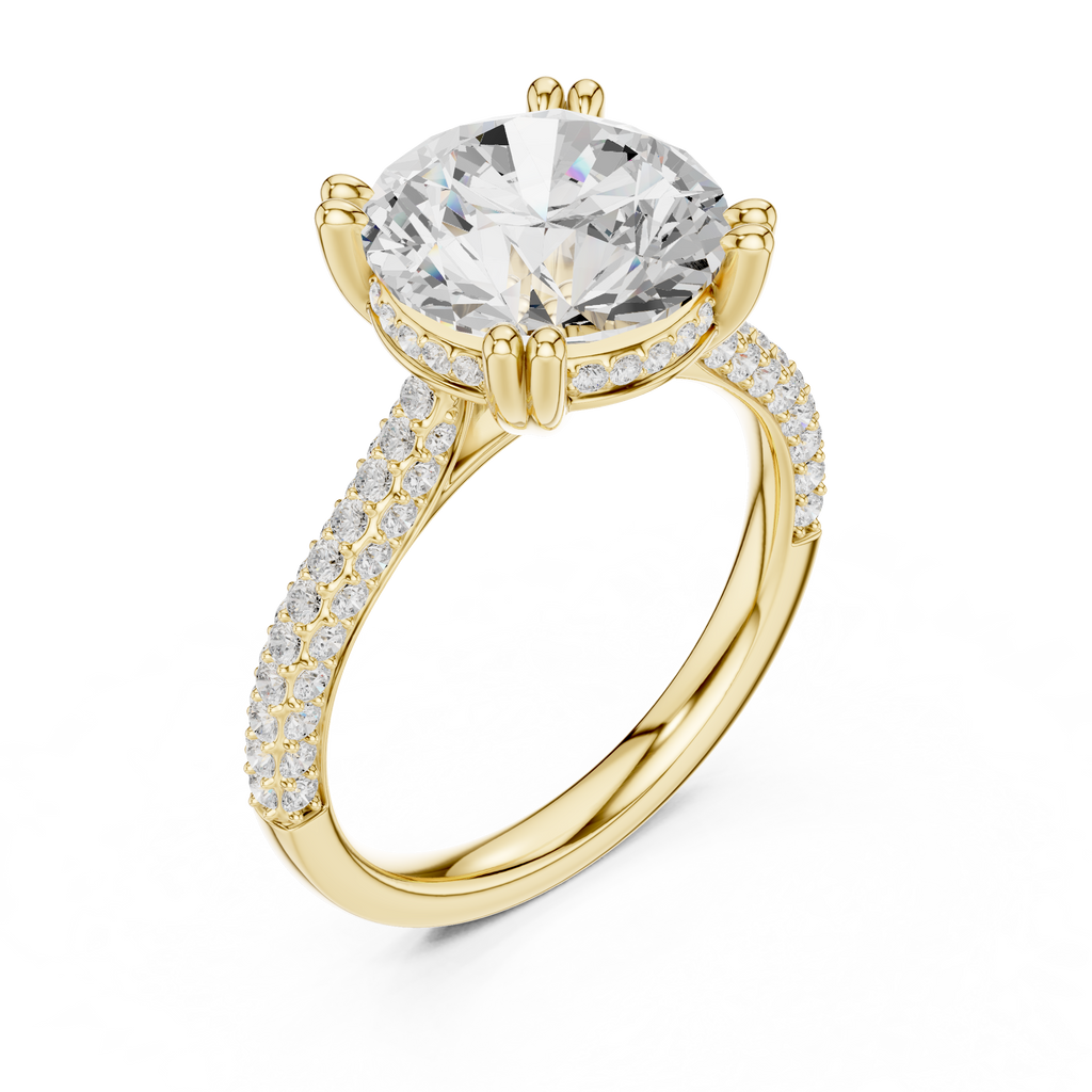 4.56 CT Round Brilliant Double Pavé Diamond Engagement Ring