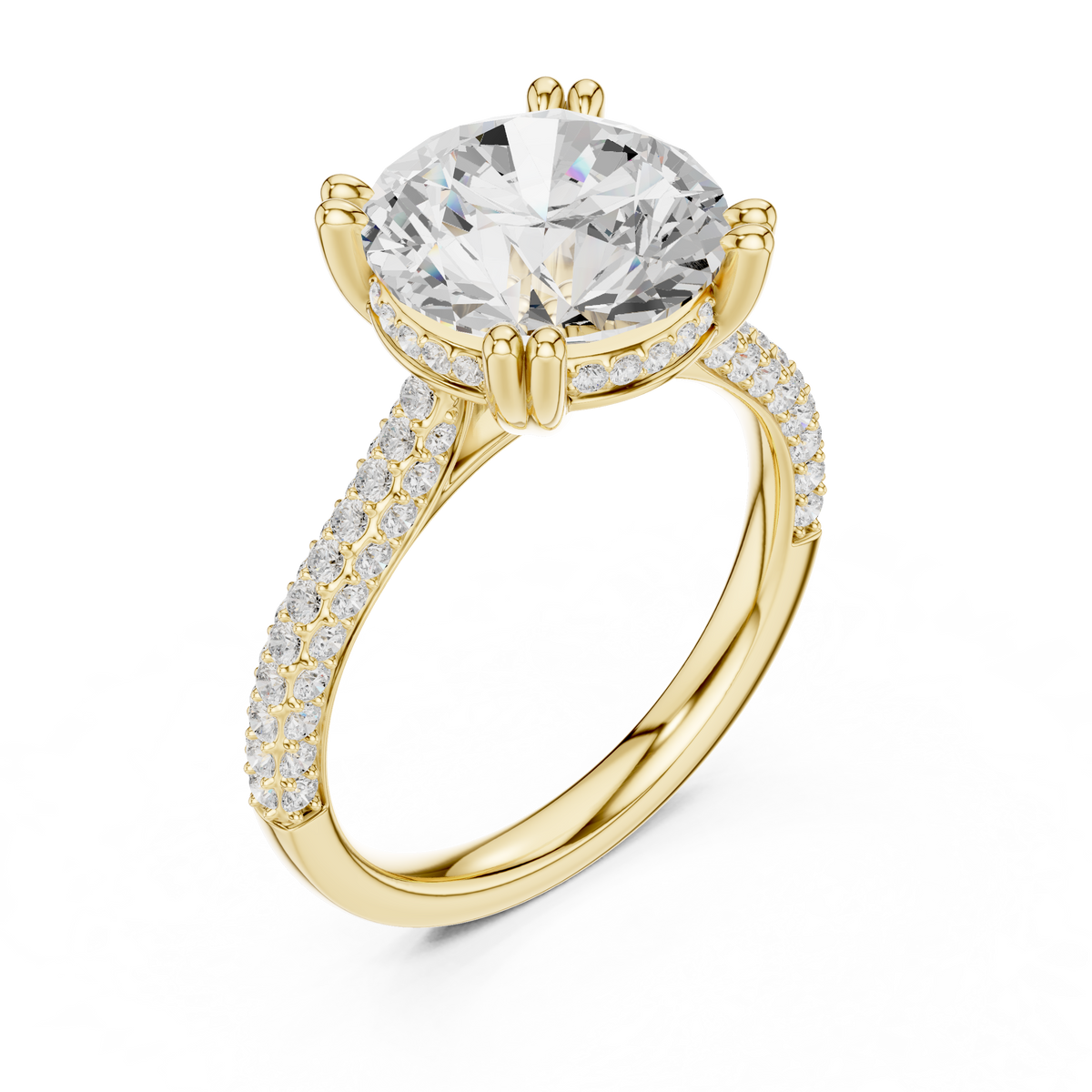 Round Brilliant Double Pavé Diamond Engagement Ring – view 11 of 12, lab grown diamond ring | Jewelix Atelier