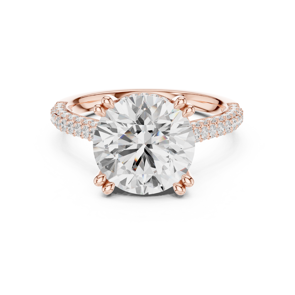 Round Brilliant Diamond Hidden Halo Pavé Engagement Ring