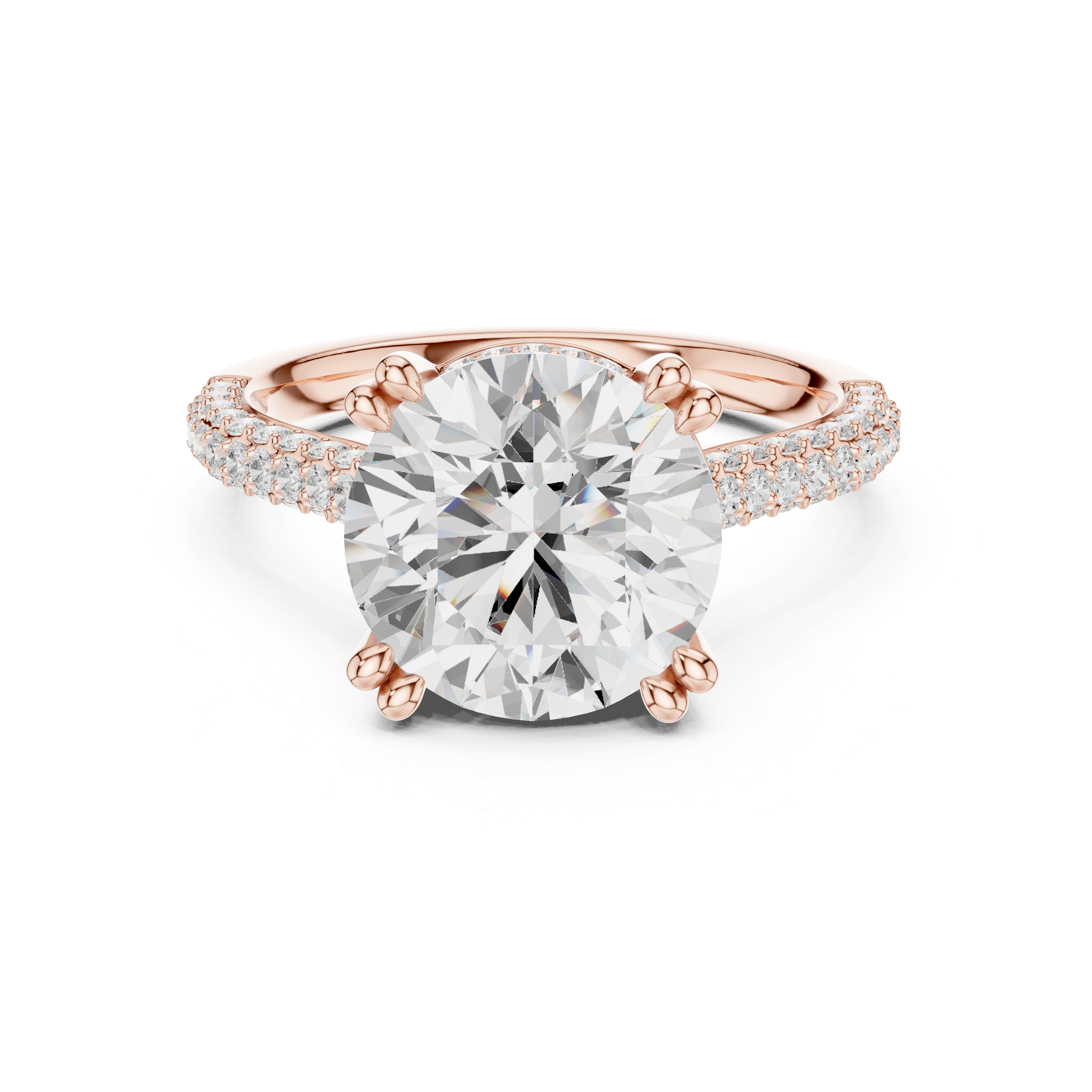 4.56 CT Round Brilliant Double Pavé Diamond Engagement Ring