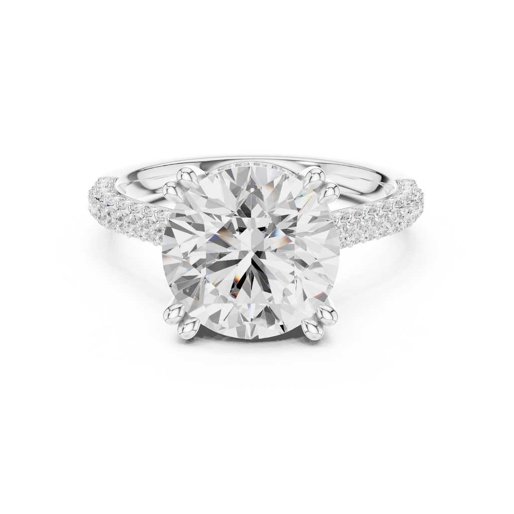 4.56 CT Round Brilliant Double Pavé Diamond Engagement Ring