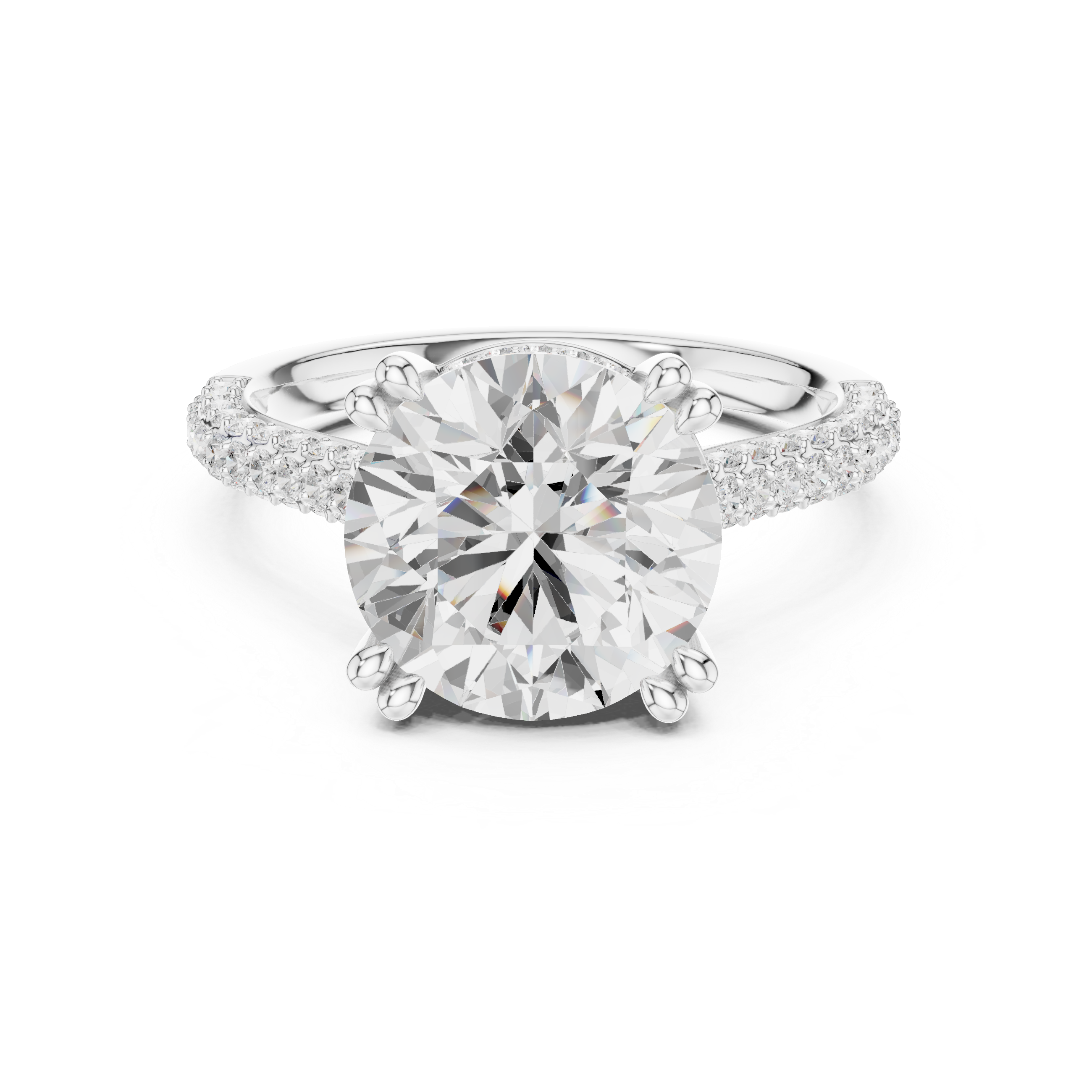 4.56 CT Round Brilliant Double Pavé Diamond Engagement Ring