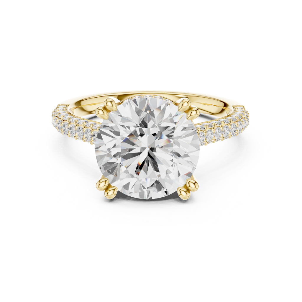 4.56 CT Round Brilliant Double Pavé Diamond Engagement Ring