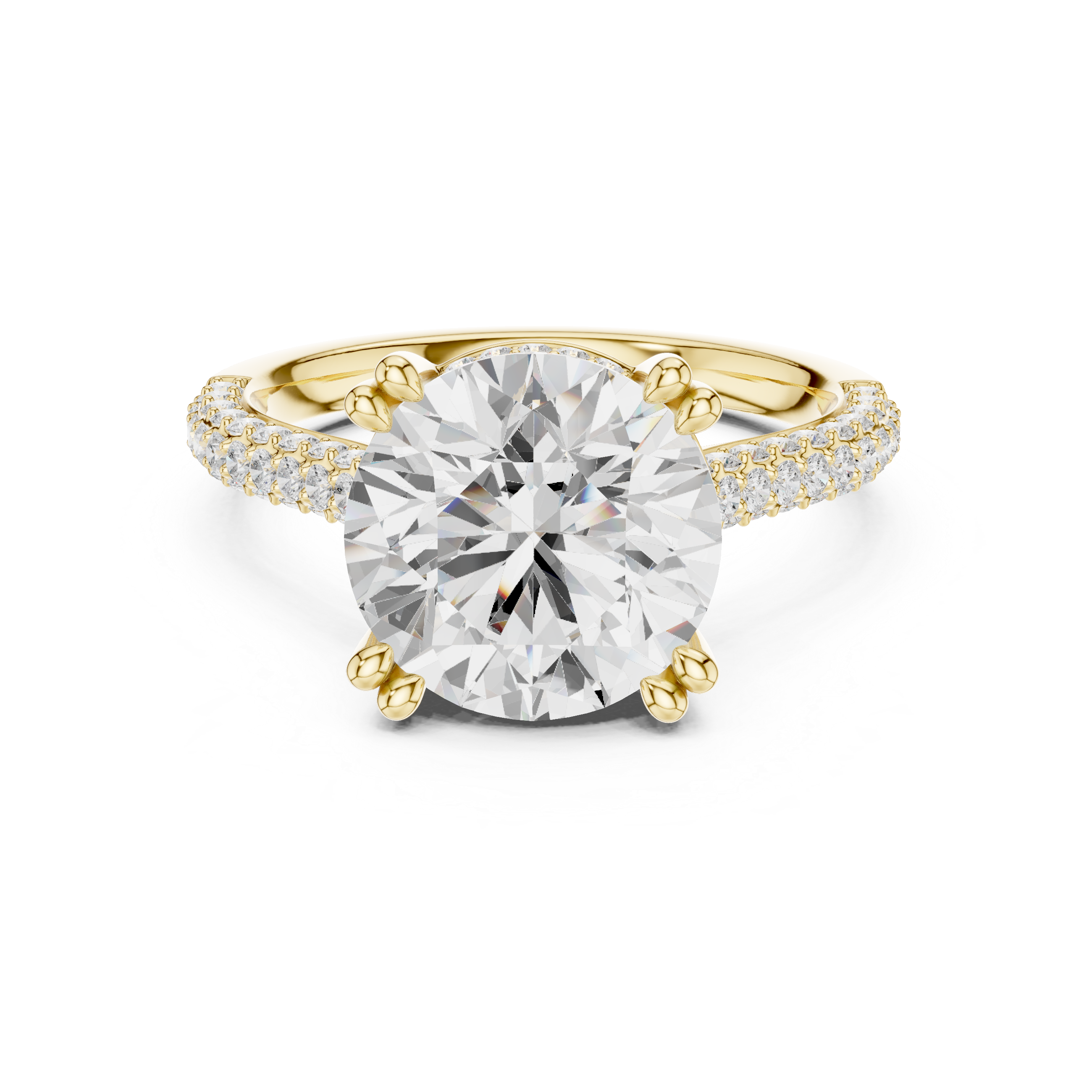 4.56 CT Round Brilliant Double Pavé Diamond Engagement Ring
