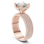 Cushion Cut Diamond Hidden Halo Multi-Row Pavé Engagement Ring