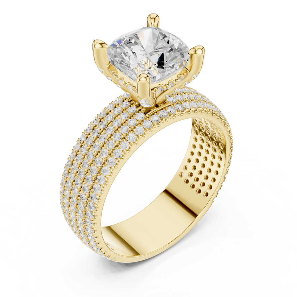 4.26 CT Cushion Cut Multi-Row Diamond Engagement Ring