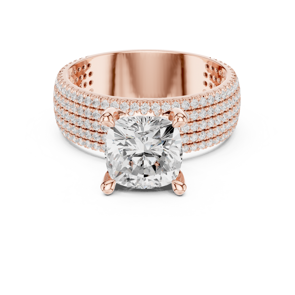 4.26 CT Cushion Cut Multi-Row Diamond Engagement Ring