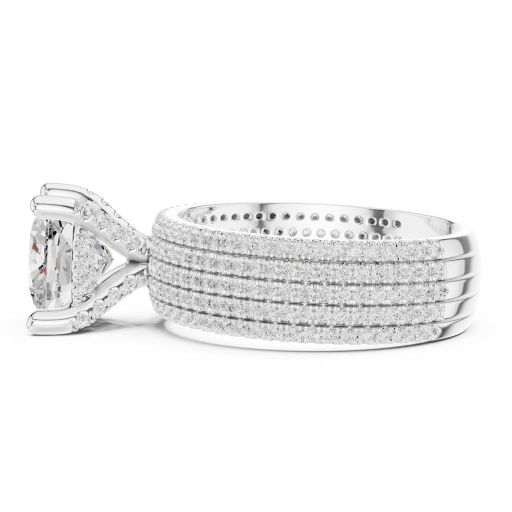 4.26 CT Cushion Cut Multi-Row Diamond Engagement Ring