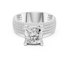 Cushion Cut Diamond Hidden Halo Multi-Row Pavé Engagement Ring