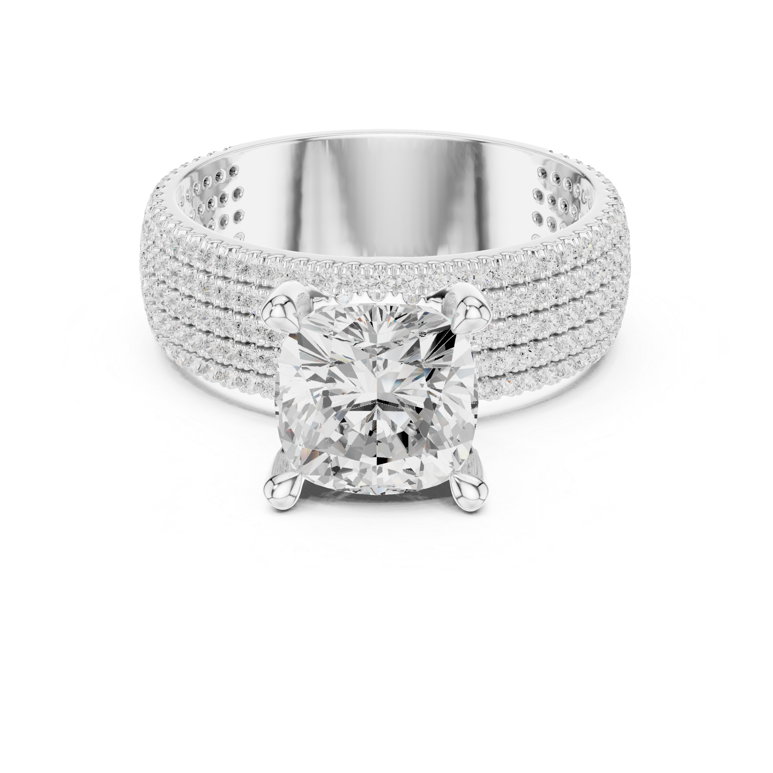 4.26 CT Cushion Cut Multi-Row Diamond Engagement Ring