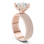 Round Brilliant Diamond Multi-Row Pavé Wide Band Engagement Ring