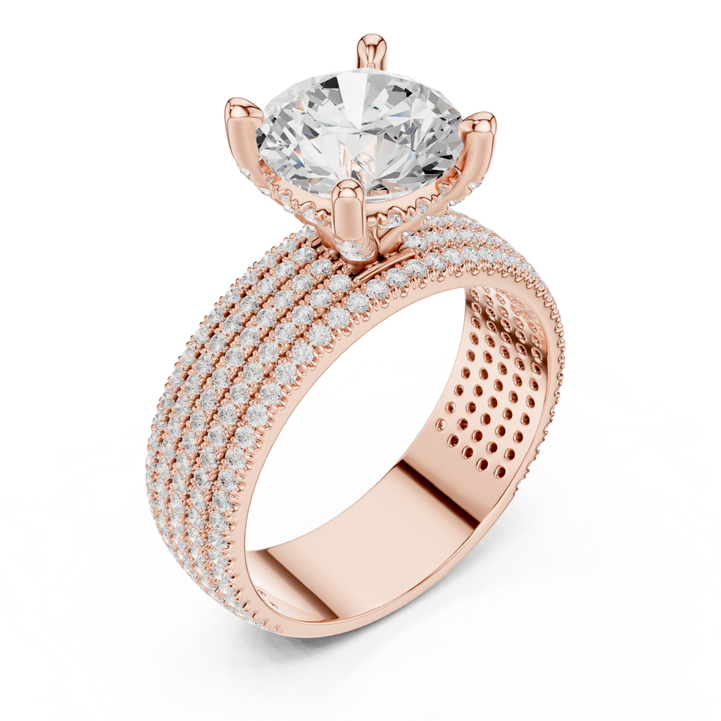 4.26 CT Round Brilliant Multi-Row Diamond Statement Ring