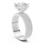 Round Brilliant Diamond Multi-Row Pavé Wide Band Engagement Ring