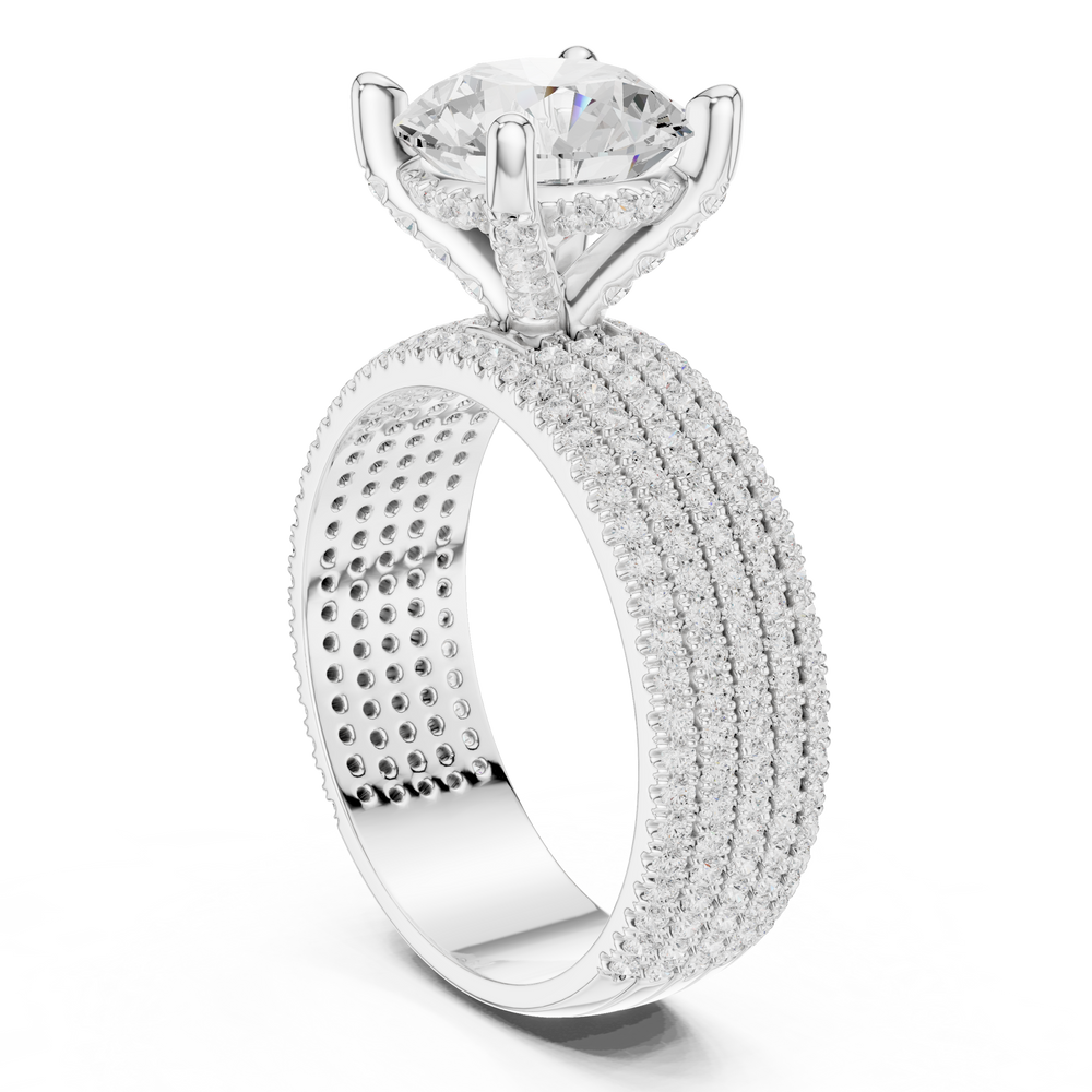 4.26 CT Round Brilliant Multi-Row Diamond Statement Ring