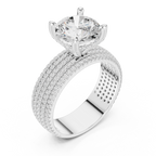 Round Brilliant Diamond Multi-Row Pavé Wide Band Engagement Ring