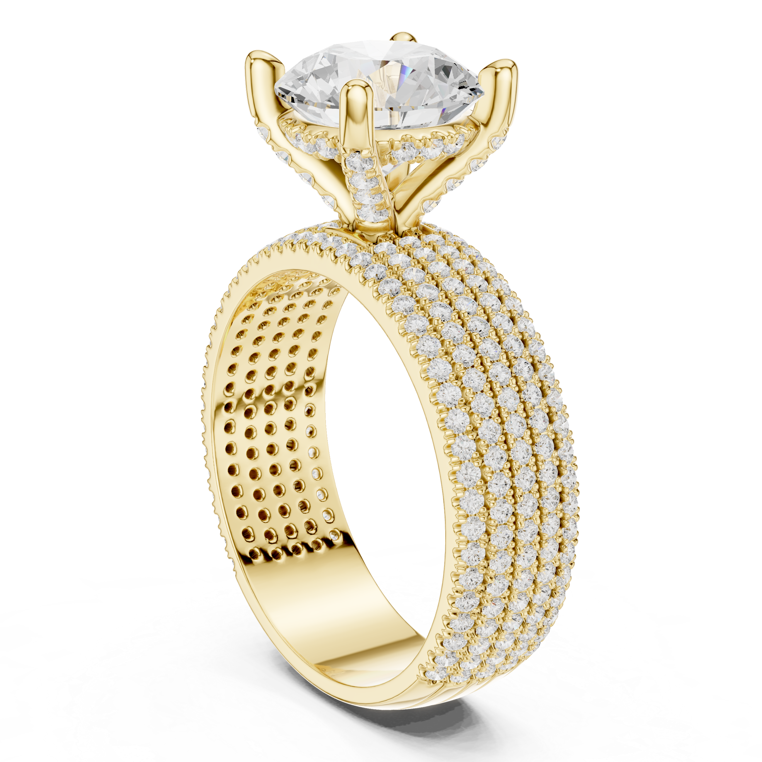 4.26 CT Round Brilliant Multi-Row Diamond Statement Ring