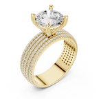 Round Brilliant Diamond Multi-Row Pavé Wide Band Engagement Ring