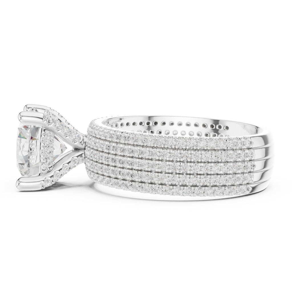 4.26 CT Round Brilliant Multi-Row Diamond Statement Ring