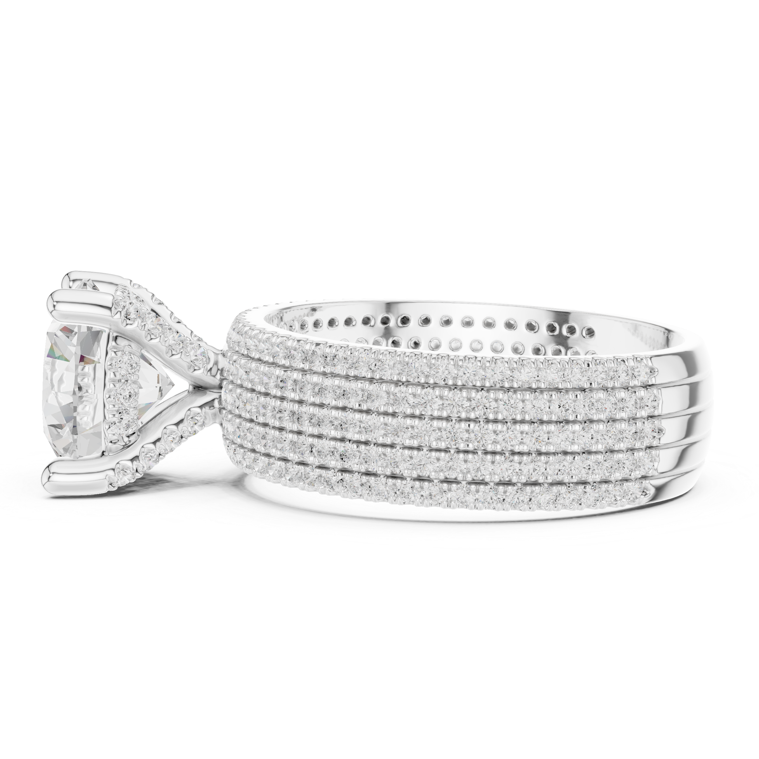 4.26 CT Round Brilliant Multi-Row Diamond Statement Ring