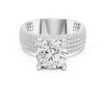 Round Brilliant Diamond Multi-Row Pavé Wide Band Engagement Ring