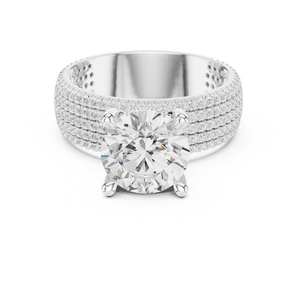 4.26 CT Round Brilliant Multi-Row Diamond Statement Ring