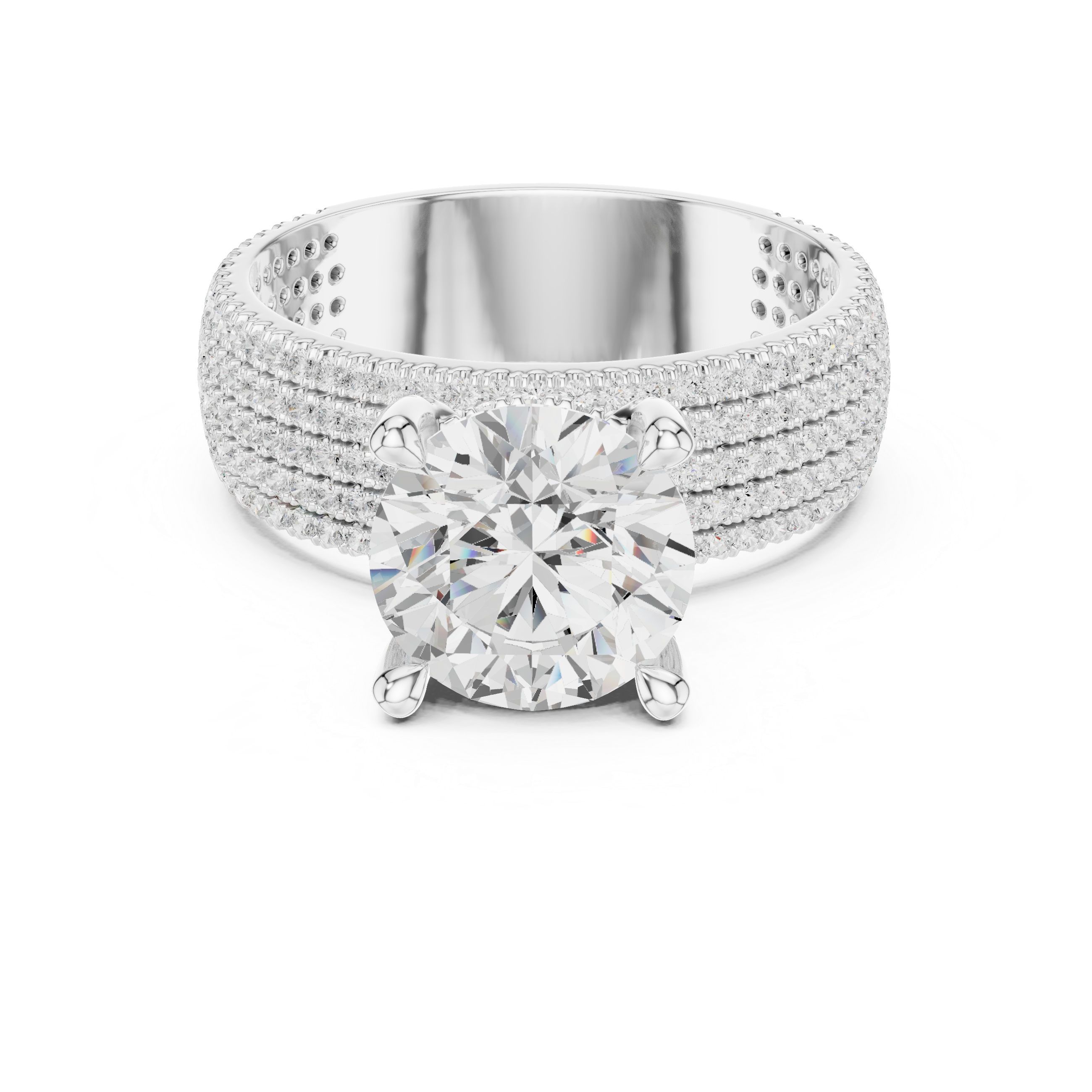 4.26 CT Round Brilliant Multi-Row Diamond Statement Ring