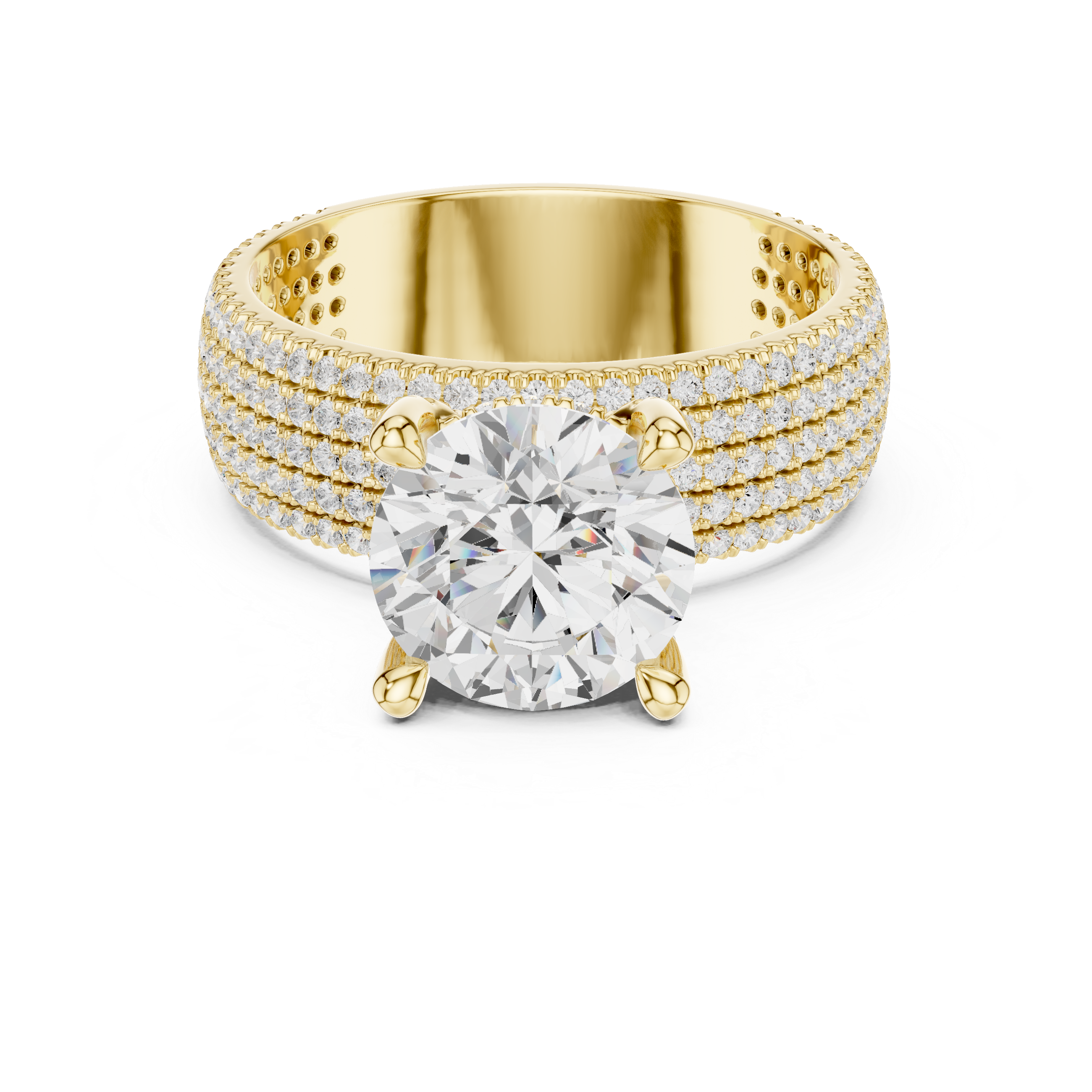 4.26 CT Round Brilliant Multi-Row Diamond Statement Ring