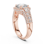 Cushion Cut Diamond Double Halo Baguette Engagement Ring
