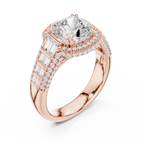4.04 CT Cushion Cut Vintage Halo Diamond Engagement Ring