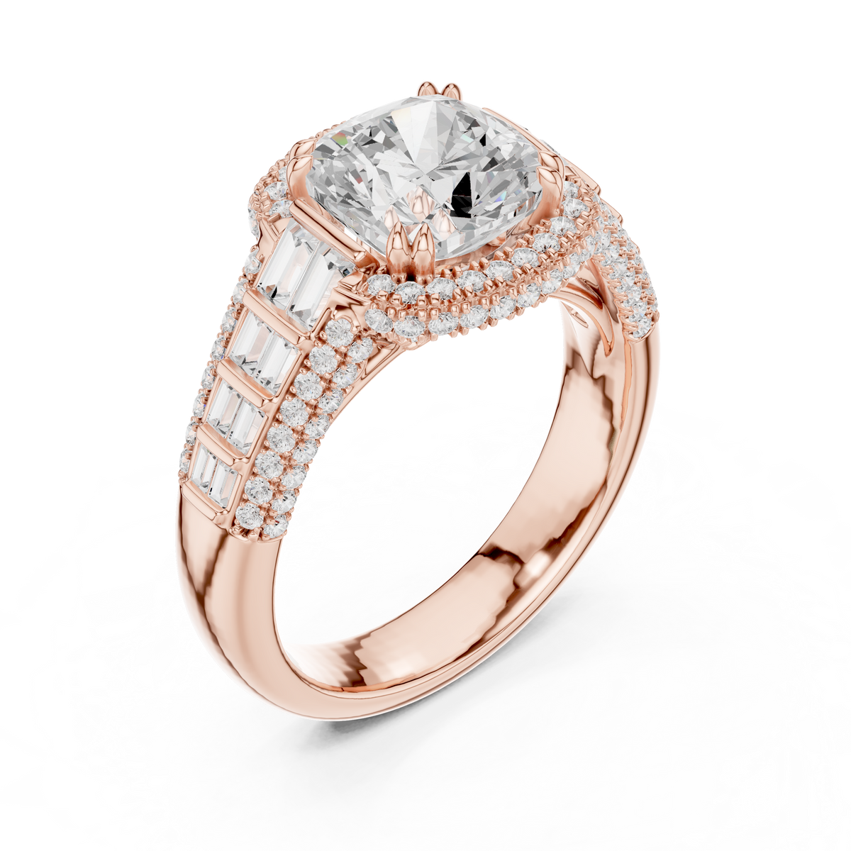 Cushion Cut Vintage Halo Diamond Engagement Ring – view 7 of 12, lab grown diamond ring | Jewelix Atelier