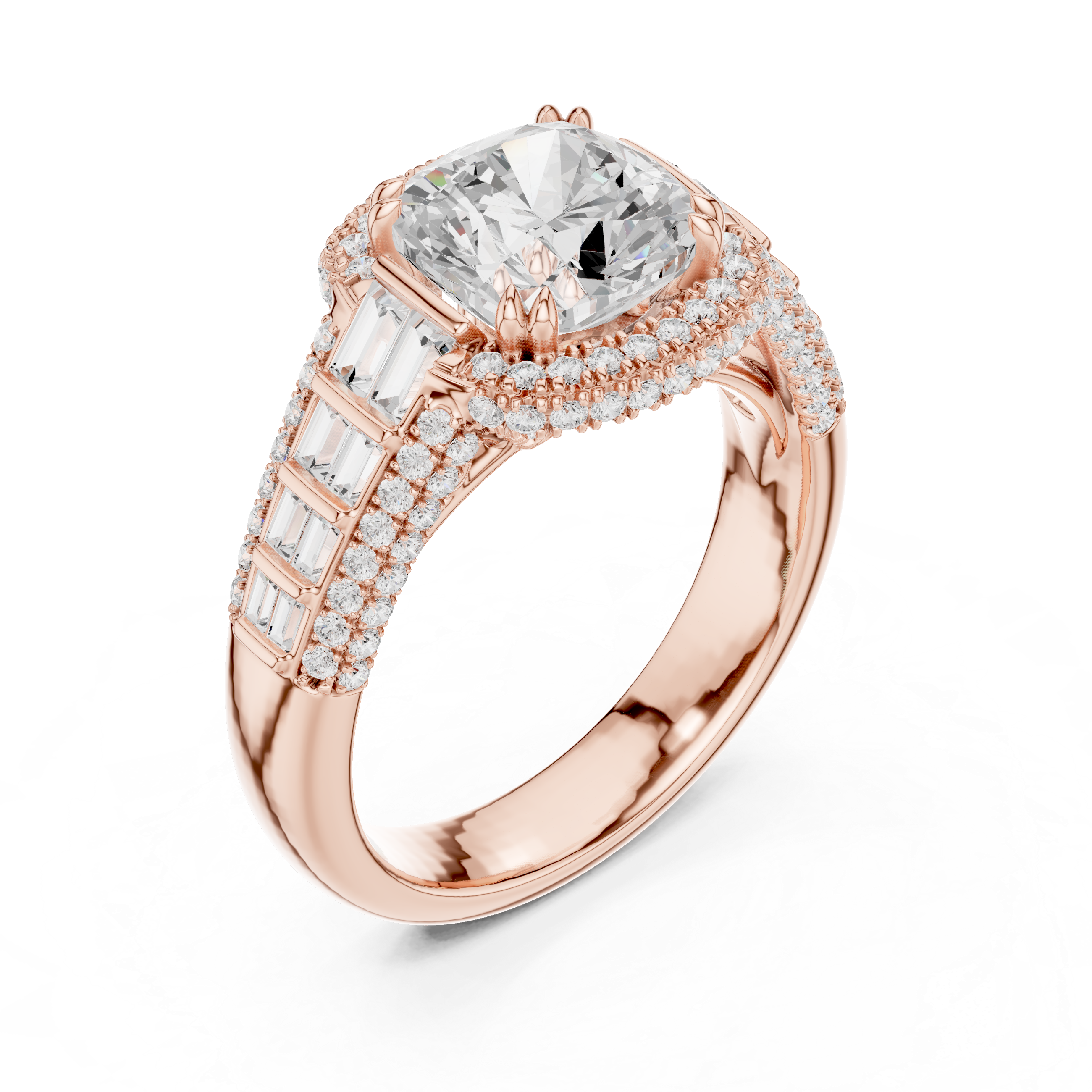 4.04 CT Cushion Cut Vintage Halo Diamond Engagement Ring