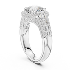 Cushion Cut Diamond Double Halo Baguette Engagement Ring
