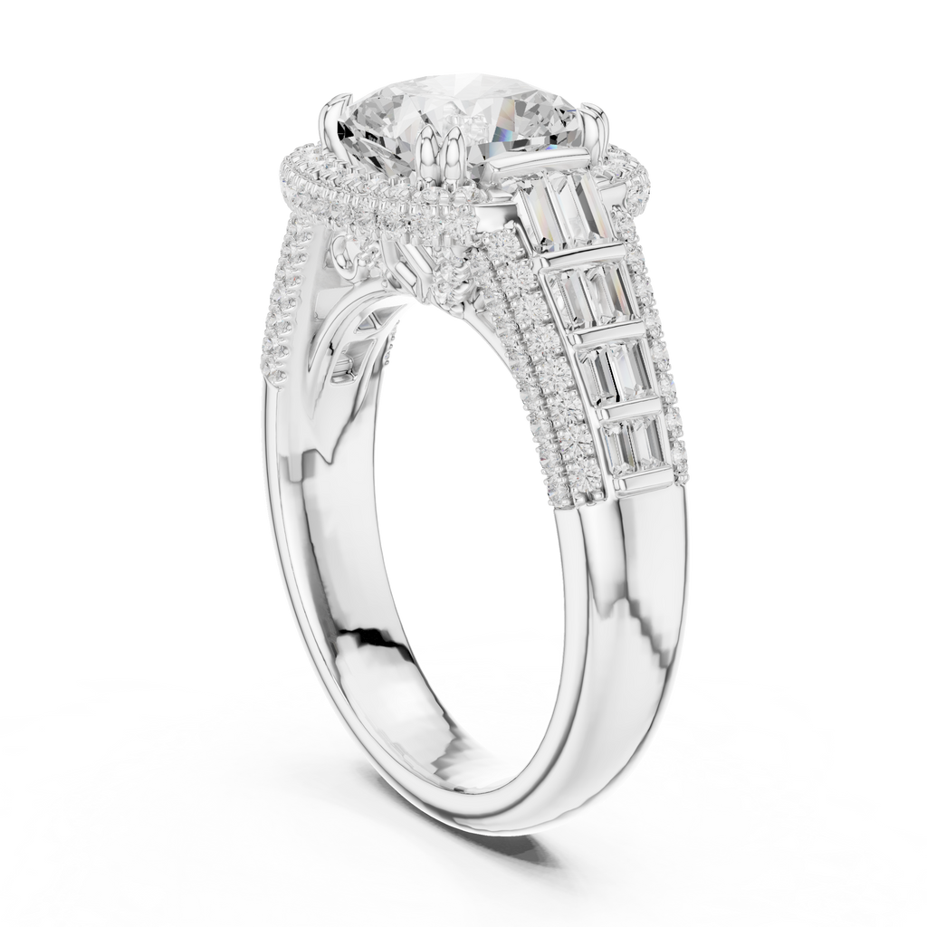 4.04 CT Cushion Cut Vintage Halo Diamond Engagement Ring