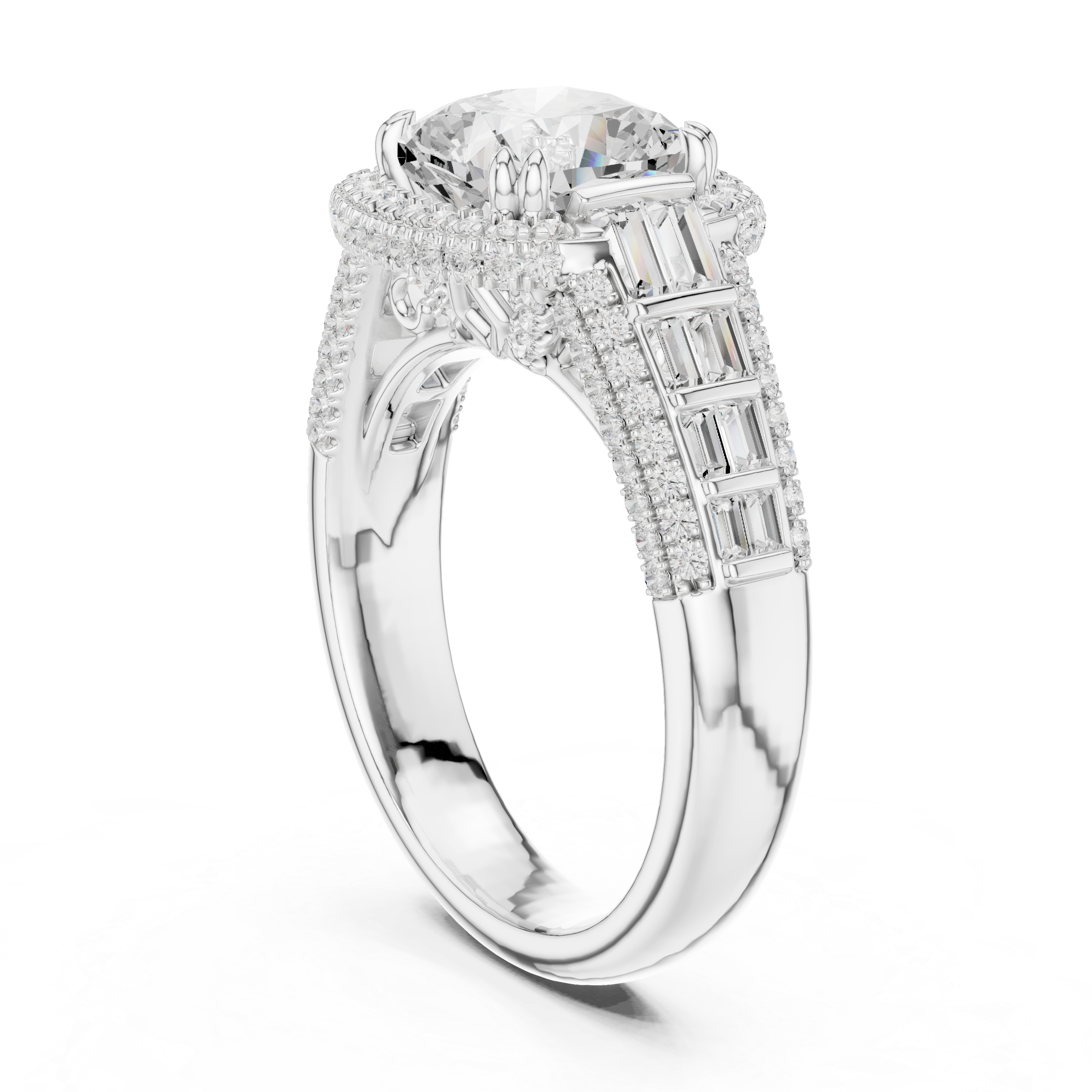 4.04 CT Cushion Cut Vintage Halo Diamond Engagement Ring