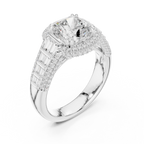 Cushion Cut Diamond Double Halo Baguette Engagement Ring