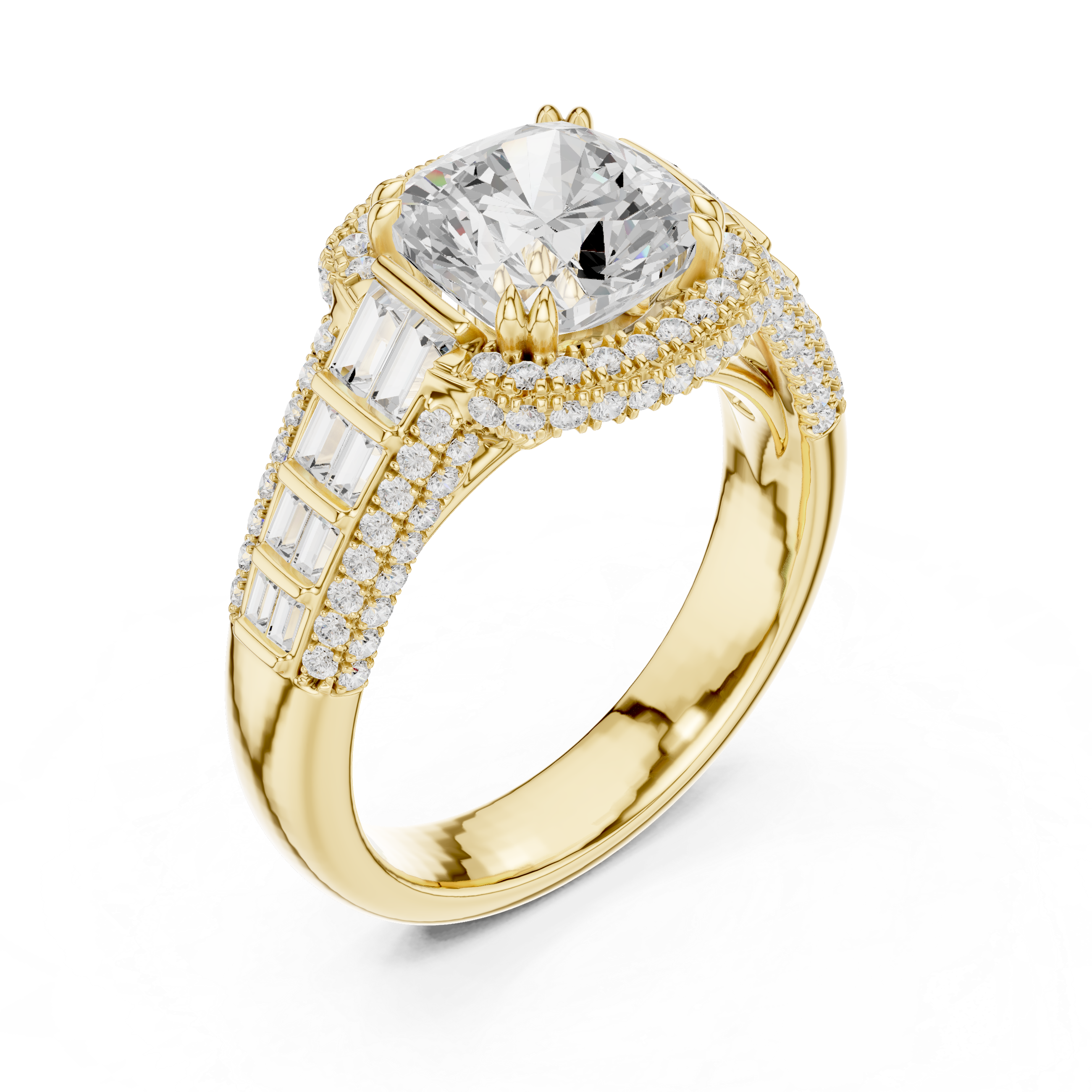 4.04 CT Cushion Cut Vintage Halo Diamond Engagement Ring