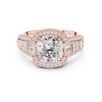 4.04 CT Cushion Cut Vintage Halo Diamond Engagement Ring