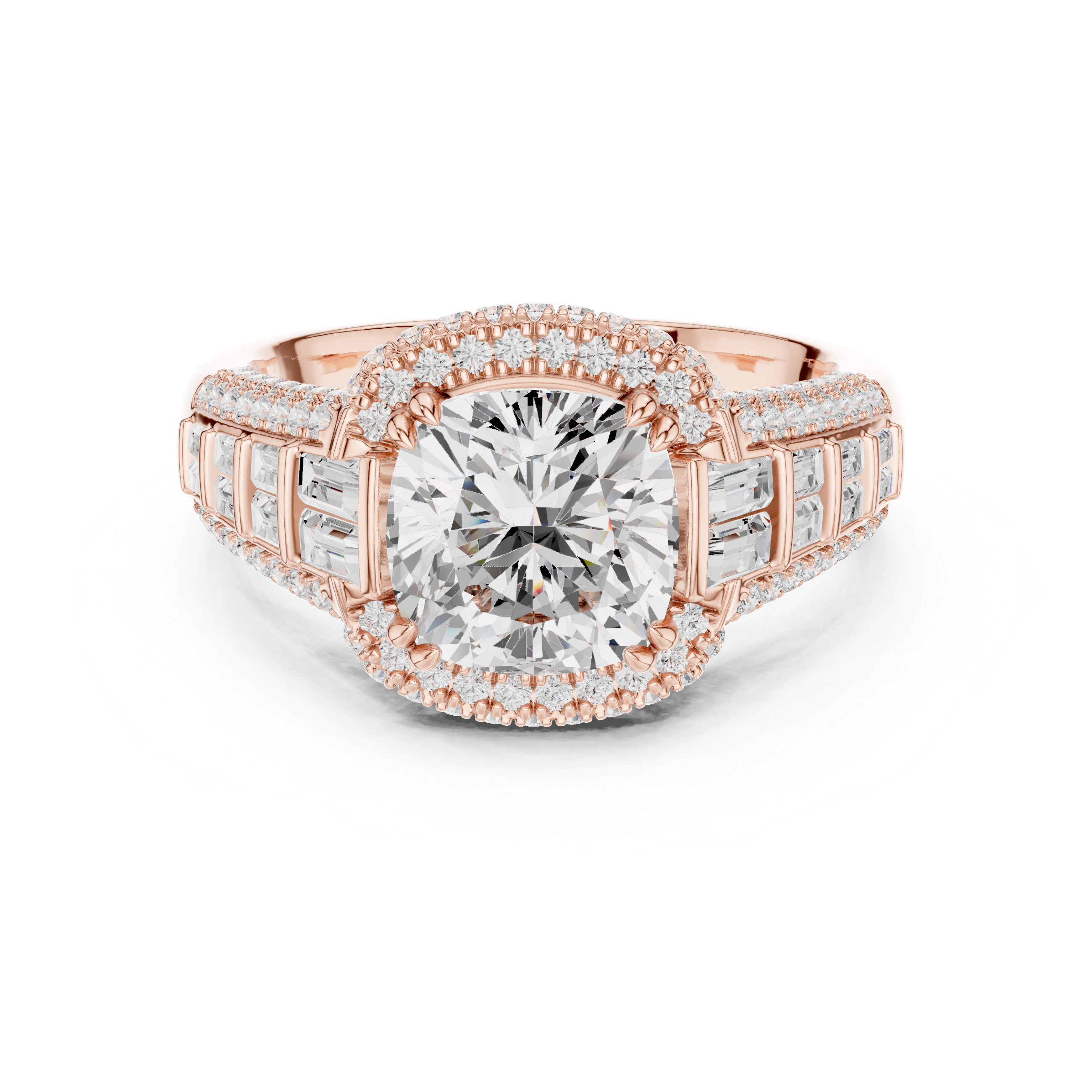 4.04 CT Cushion Cut Vintage Halo Diamond Engagement Ring