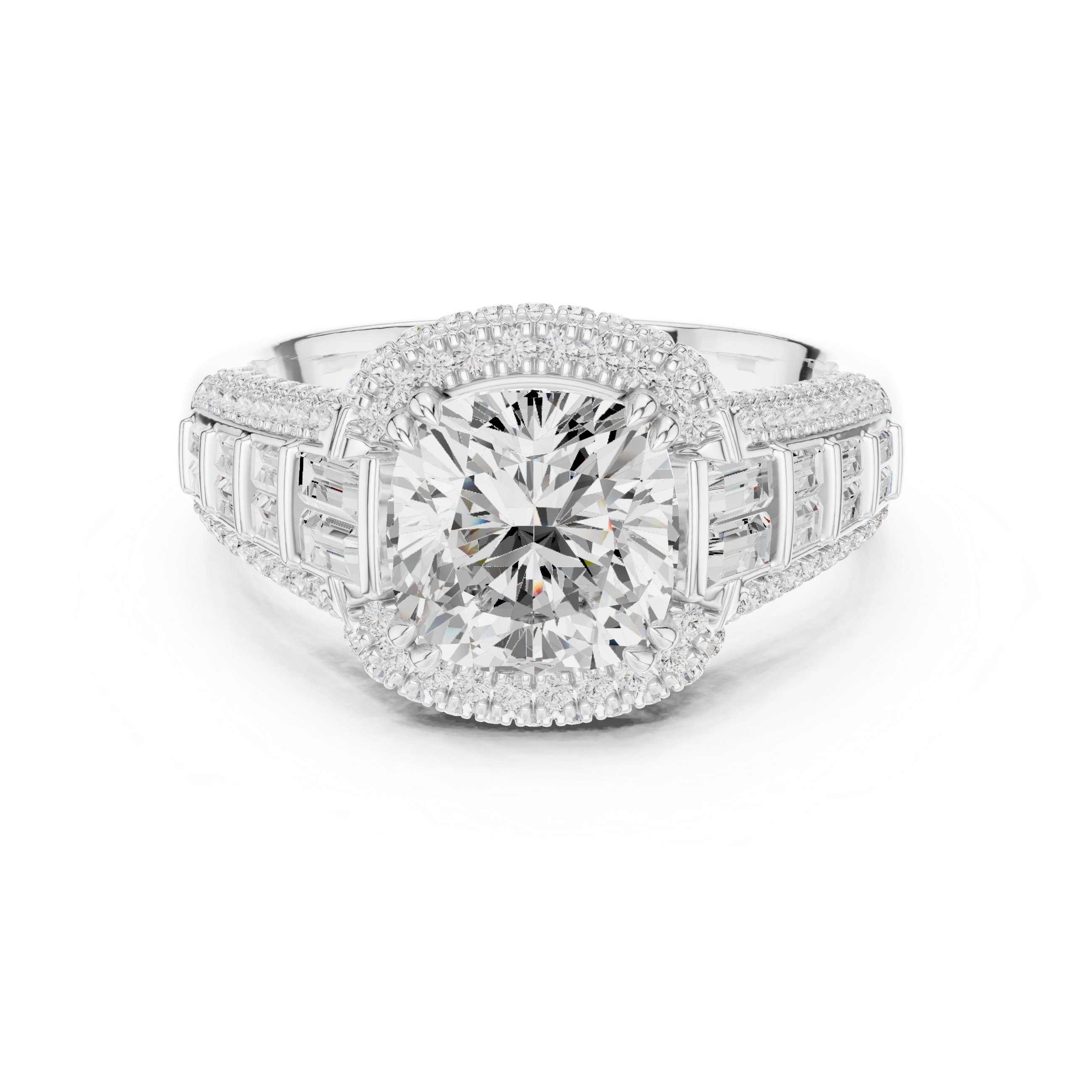 4.04 CT Cushion Cut Vintage Halo Diamond Engagement Ring