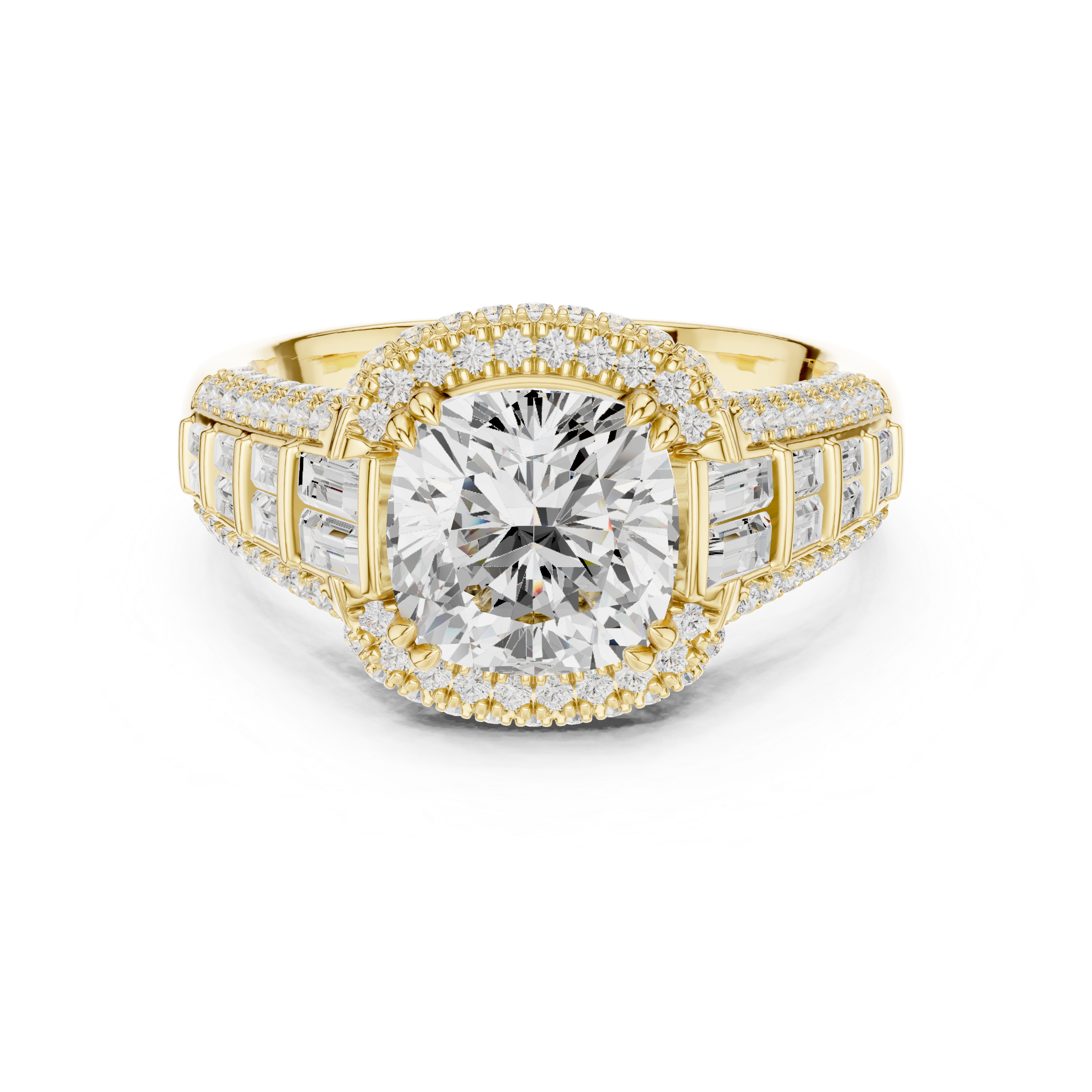 4.04 CT Cushion Cut Vintage Halo Diamond Engagement Ring