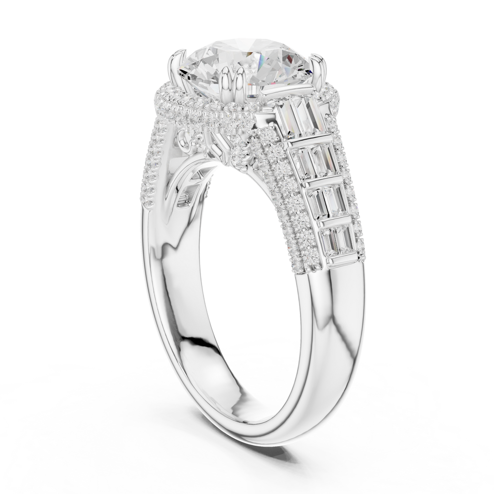 4.04 CT Round Halo Vintage Diamond Engagement Ring
