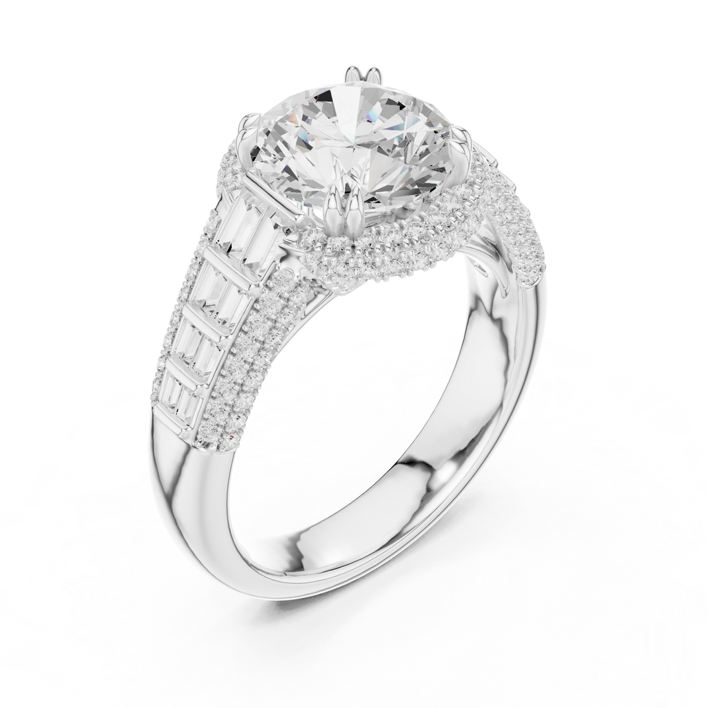 4.04 CT Round Halo Vintage Diamond Engagement Ring