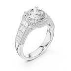 4.04 CT Round Halo Vintage Diamond Engagement Ring