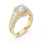 4.04 CT Round Halo Vintage Diamond Engagement Ring