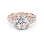 4.04 CT Round Halo Vintage Diamond Engagement Ring