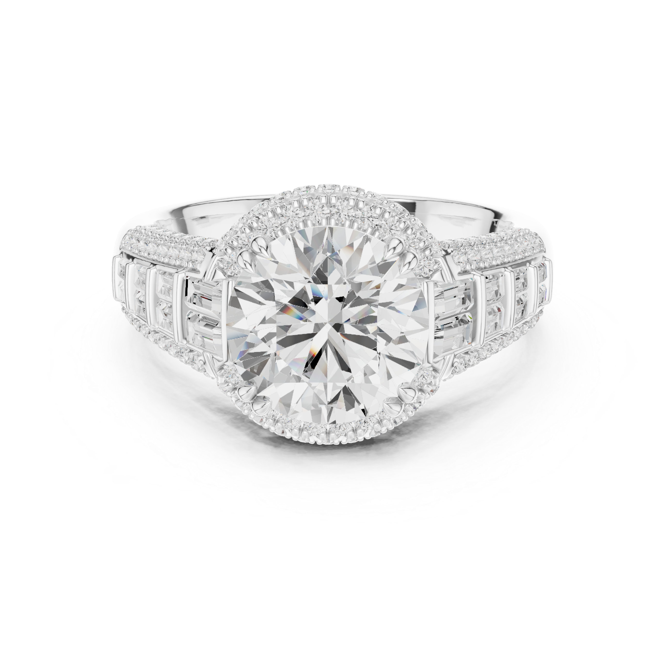4.04 CT Round Halo Vintage Diamond Engagement Ring