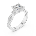 2.78 CT Asscher Cut Three Stone Twisted Diamond Engagement Ring