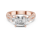 2.78 CT Asscher Cut Three Stone Twisted Diamond Engagement Ring