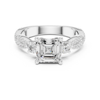 2.78 CT Asscher Cut Three Stone Twisted Diamond Engagement Ring