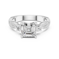 Asscher Cut Three Stone Twisted Pavé Diamond Engagement Ring